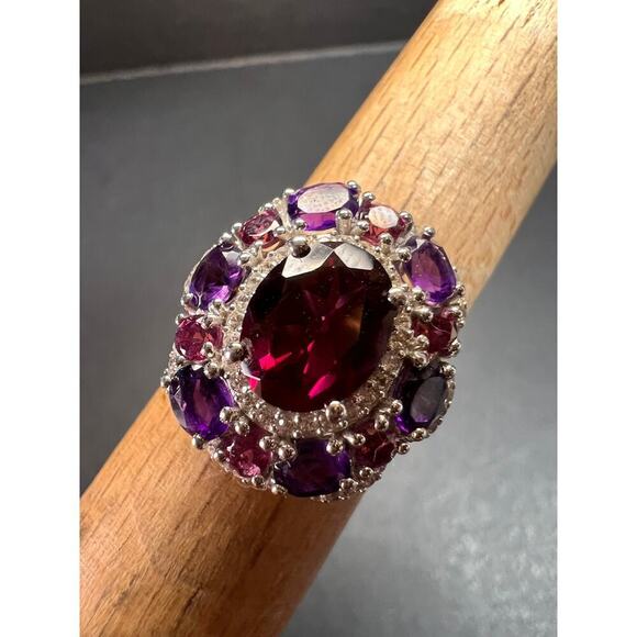 NEW rhodolite garnet and amethyst ring in sterling silver size 7 - Picture 12 of 16